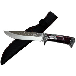 SF-2-189-Охотничий нож с декоративной гравировкой и ножнами